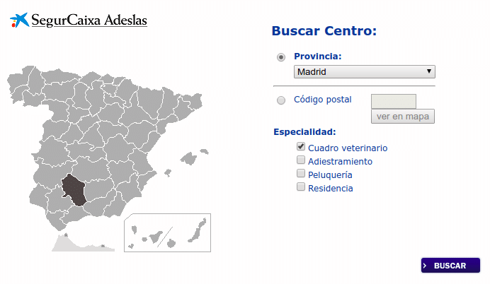 Cuadro medico veterinario de Adeslas